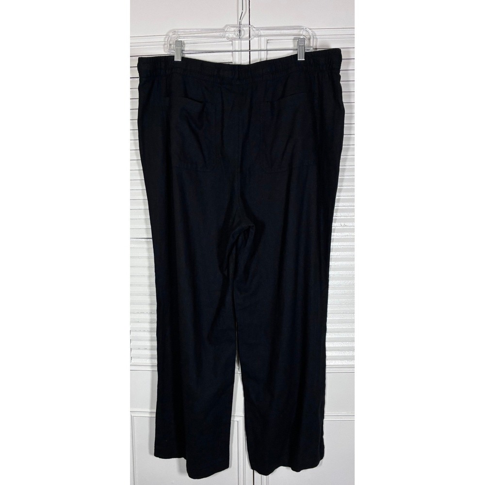 Old Navy Womens XL Black Linen Blend Wide Leg Drawstring Pants High Waisted - Picture 3 of 8